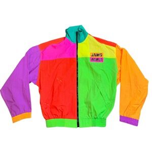 VTG Jams World Honolulu Colorblock Windbreaker Jacket Neon 80s Style